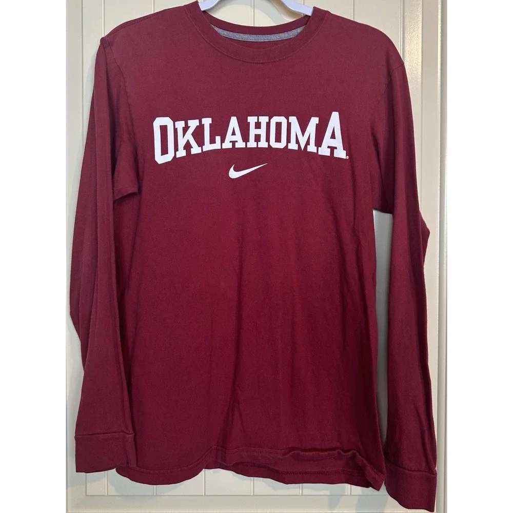 NIKE‎ OU Oklahoma Sooners regular fit cotton red long sleeve t-shirt sz S